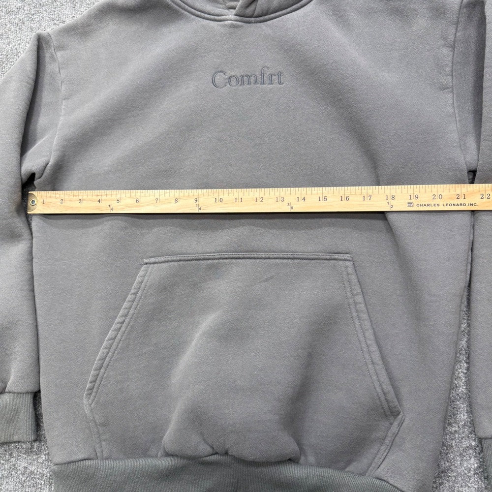 Comfrt Mens Gray Embroidered Logo Pullover Fleece Hoodie Size M - Picture 5 of 7